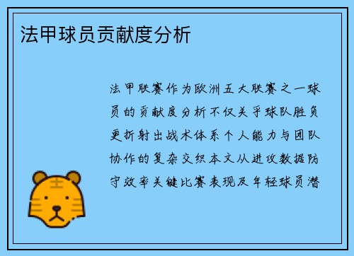 法甲球员贡献度分析